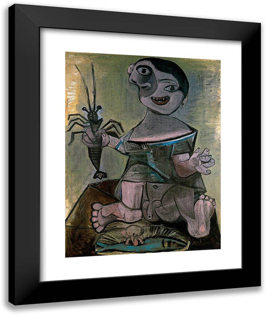 Boy with a Langosta 20x24 Black Modern Wood Framed Art Print Poster by Picasso, Pablo