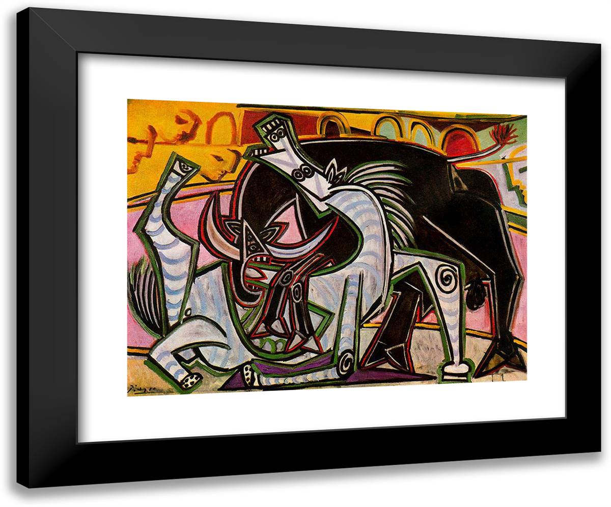 Bullfight 24x20 Black Modern Wood Framed Art Print Poster by Picasso, Pablo