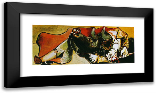 Bullfighting Scene (The Torero Is Raised) 24x14 Black Modern Wood Framed Art Print Poster by Picasso, Pablo