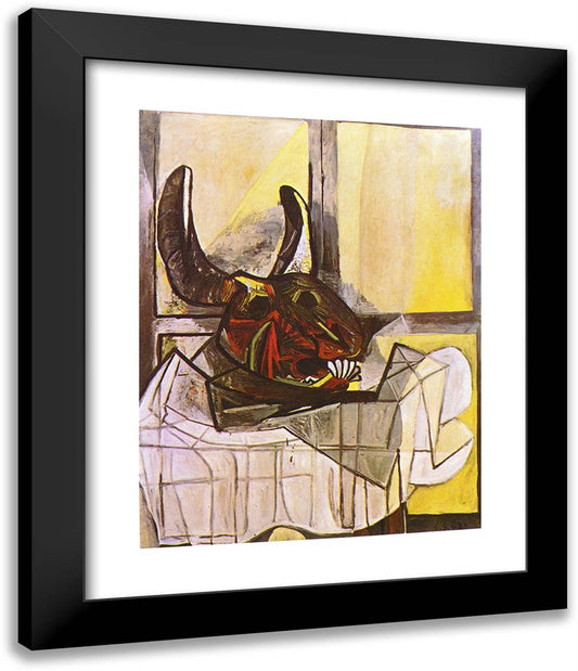 Bull's Head on the Table 20x24 Black Modern Wood Framed Art Print Poster by Picasso, Pablo