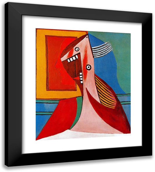 Bust of a Woman and Self-Portrait 20x22 Black Modern Wood Framed Art Print Poster by Picasso, Pablo