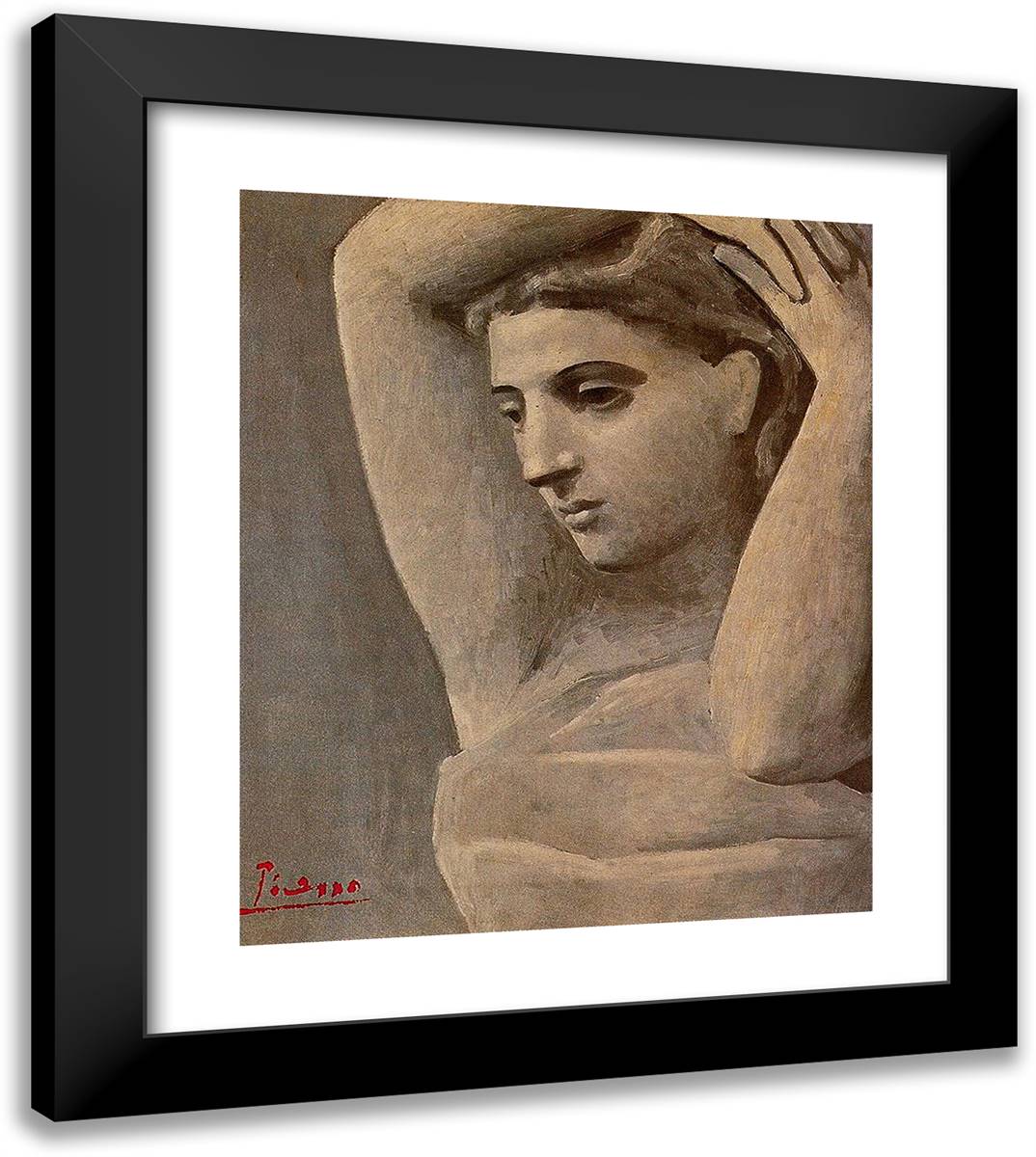 Bust of a Woman, Arms Raised 20x23 Black Modern Wood Framed Art Print Poster by Picasso, Pablo