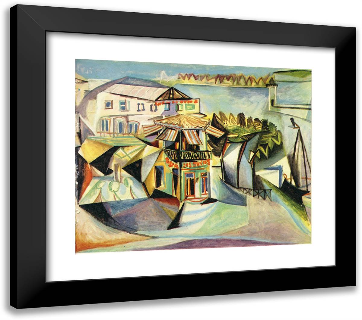 Cafe 'Royan' 23x20 Black Modern Wood Framed Art Print Poster by Picasso, Pablo