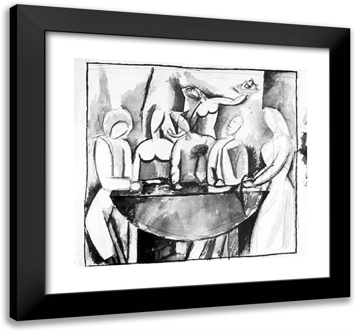 Carnival at the Bistro 21x20 Black Modern Wood Framed Art Print Poster by Picasso, Pablo