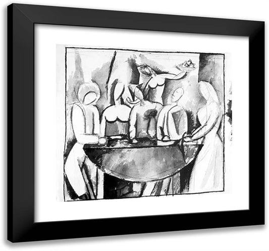 Carnival at the Bistro 21x20 Black Modern Wood Framed Art Print Poster by Picasso, Pablo