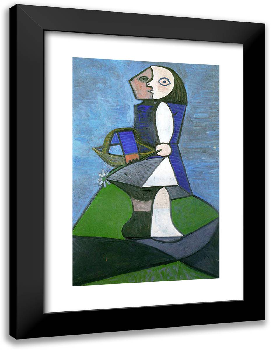 Child with Flower 18x24 Black Modern Wood Framed Art Print Poster by Picasso, Pablo