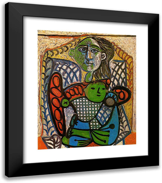 Claude in the Arms of His Mother 20x23 Black Modern Wood Framed Art Print Poster by Picasso, Pablo