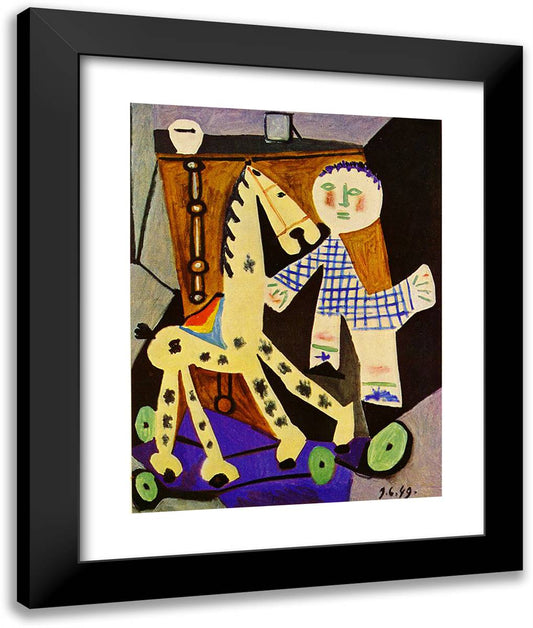 Claude, Two Years Old, and His Hobby Horse 20x24 Black Modern Wood Framed Art Print Poster by Picasso, Pablo