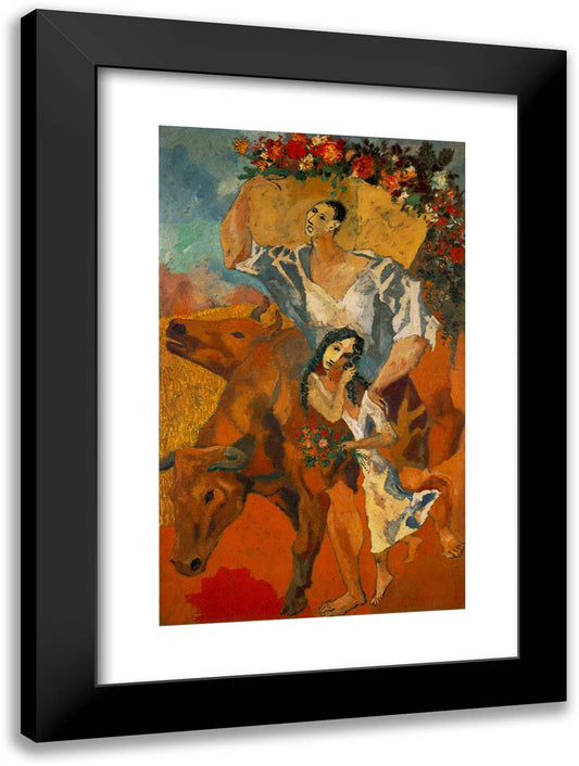 Composition Peasants 17x24 Black Modern Wood Framed Art Print Poster by Picasso, Pablo