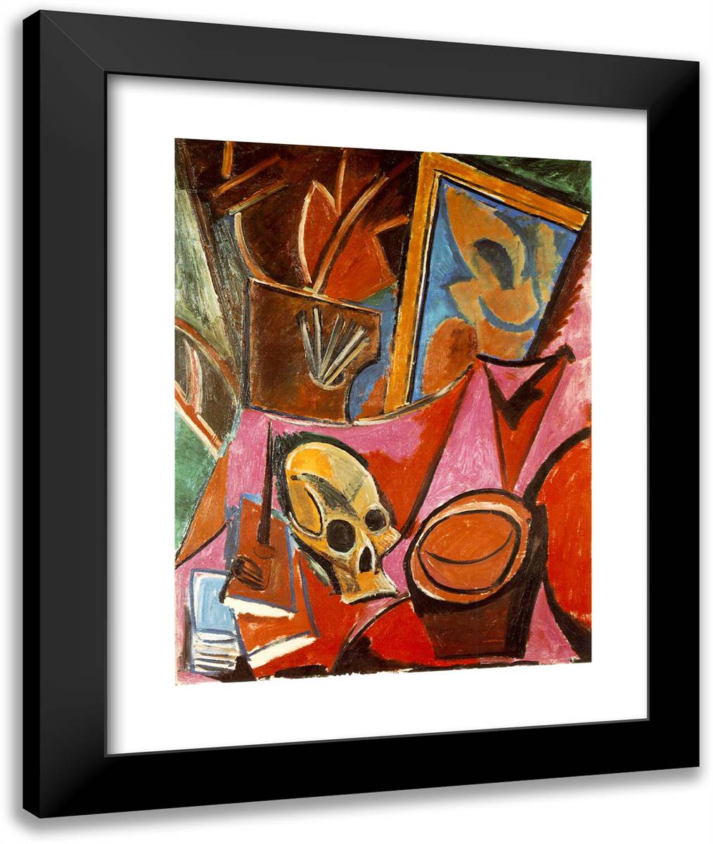 Composition with Skull 20x24 Black Modern Wood Framed Art Print Poster by Picasso, Pablo