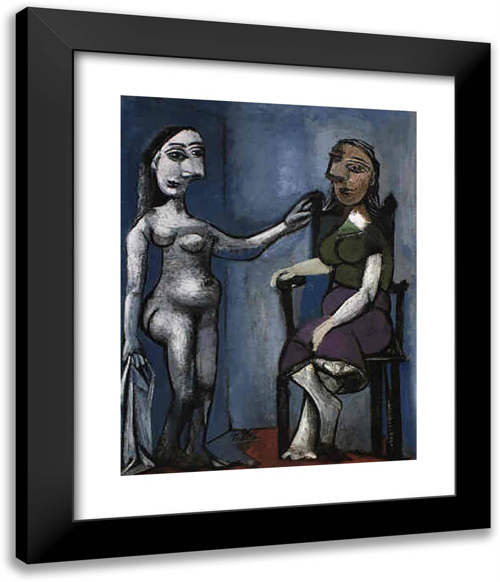 Contemplating People  20x24 Black Modern Wood Framed Art Print Poster by Picasso, Pablo