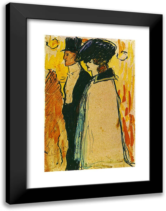 Couple Walking 18x24 Black Modern Wood Framed Art Print Poster by Picasso, Pablo