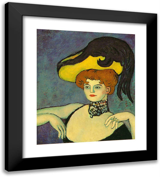 Courtesan with Necklace of Gems 20x22 Black Modern Wood Framed Art Print Poster by Picasso, Pablo