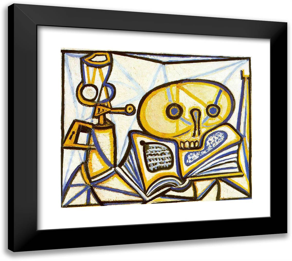 Crane, Book and Oil Lamp 22x20 Black Modern Wood Framed Art Print Poster by Picasso, Pablo