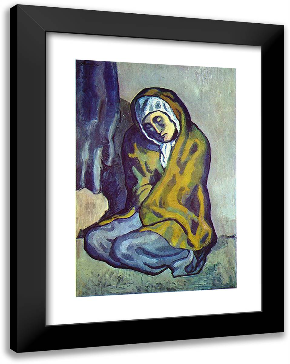 Crouching Beggar 19x24 Black Modern Wood Framed Art Print Poster by Picasso, Pablo