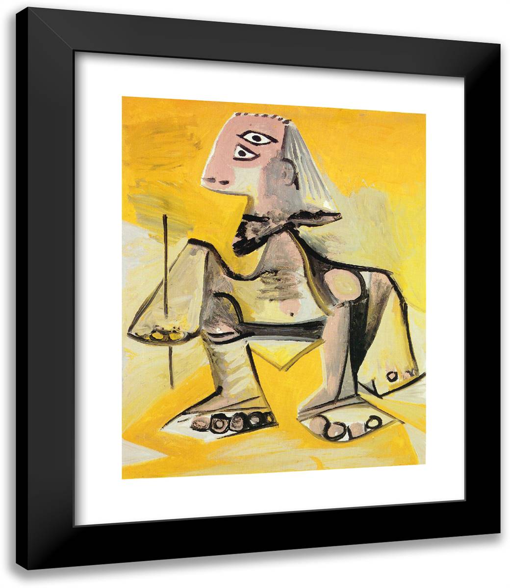 Crouching Man 20x24 Black Modern Wood Framed Art Print Poster by Picasso, Pablo