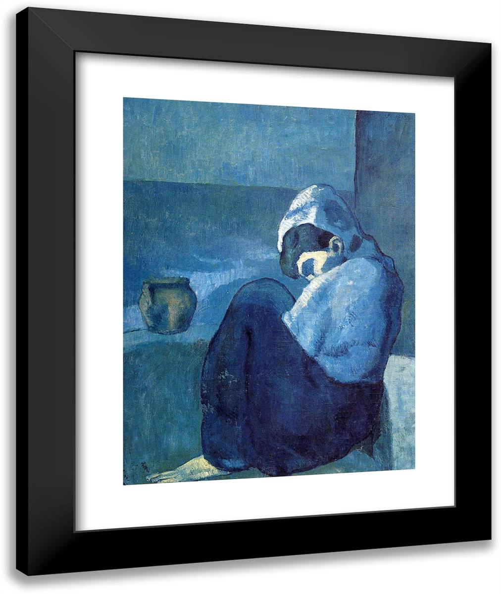 Crouching Woman 20x24 Black Modern Wood Framed Art Print Poster by Picasso, Pablo