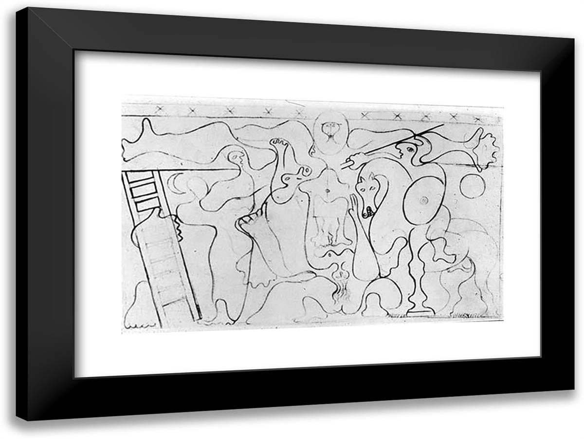 Crucifixion (Study) 24x18 Black Modern Wood Framed Art Print Poster by Picasso, Pablo