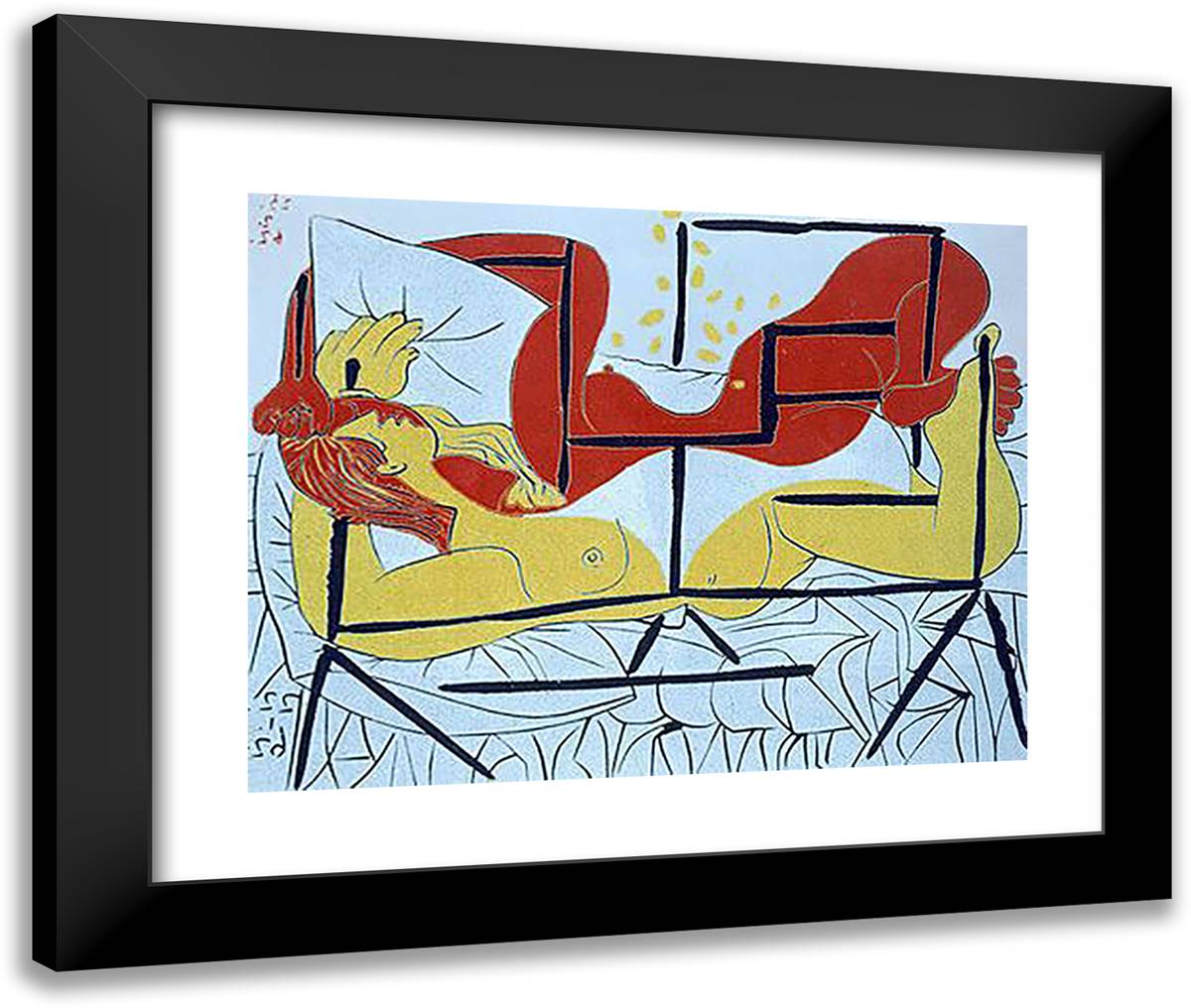 Danae 24x20 Black Modern Wood Framed Art Print Poster by Picasso, Pablo