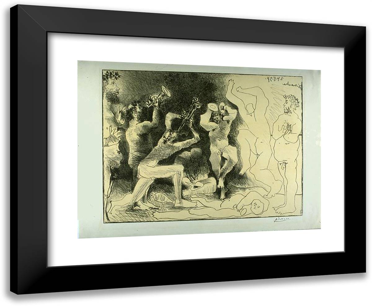 Dance of Fauns 24x20 Black Modern Wood Framed Art Print Poster by Picasso, Pablo