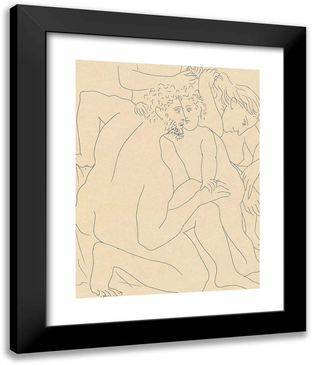 Deucalion and Pyrrha Create a New Human Race, from Les Matamorphoses 20x24 Black Modern Wood Framed Art Print Poster by Picasso, Pablo