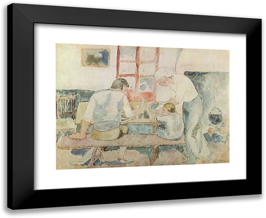 Dinner Time (Evocation of Horta D'Ebre) 24x20 Black Modern Wood Framed Art Print Poster by Picasso, Pablo