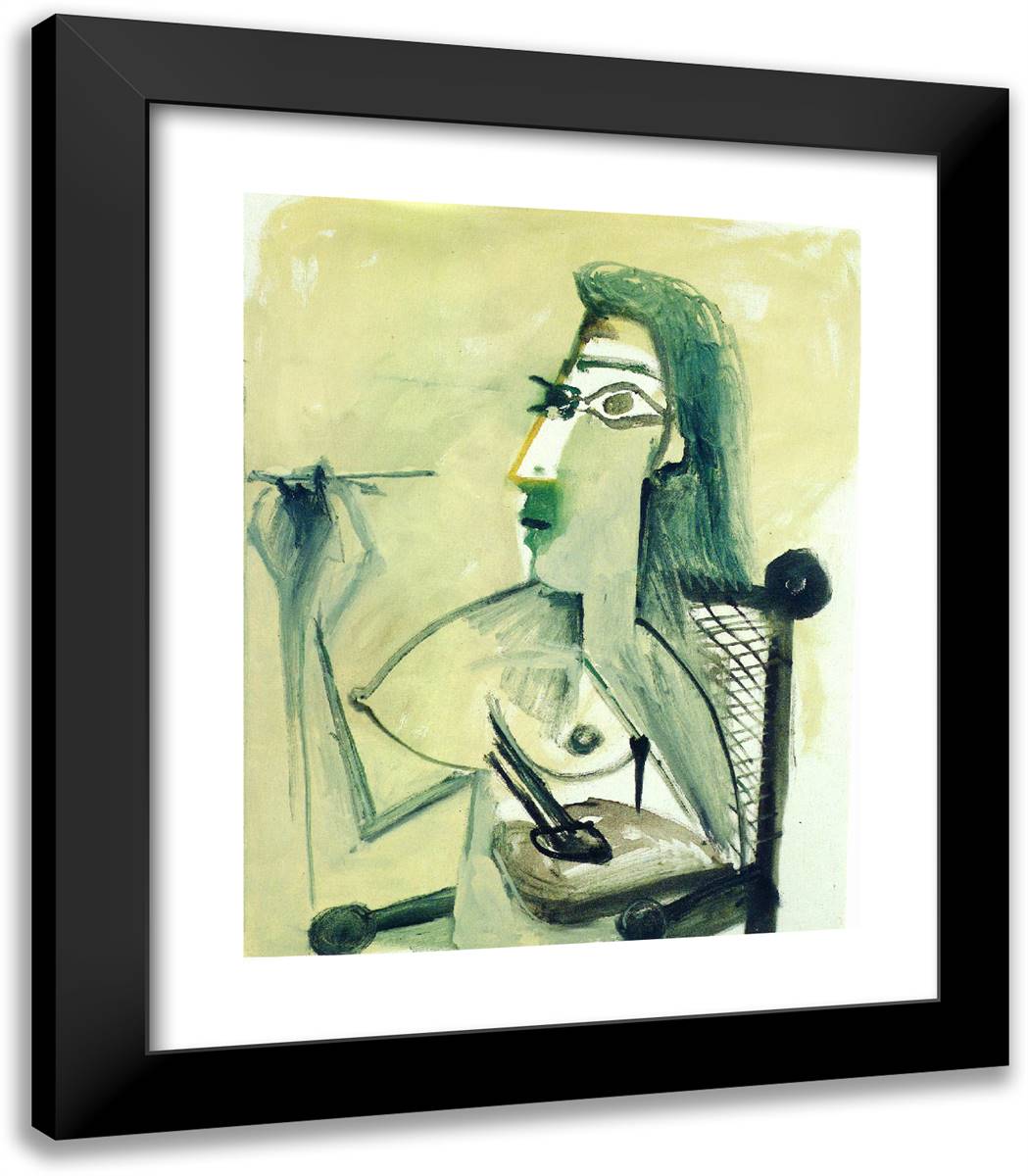 Drawing Nude Seated in Armchair 20x23 Black Modern Wood Framed Art Print Poster by Picasso, Pablo