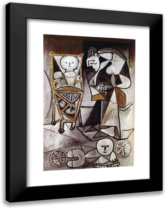 Drawing Woman Surrounded by Her Children 18x24 Black Modern Wood Framed Art Print Poster by Picasso, Pablo