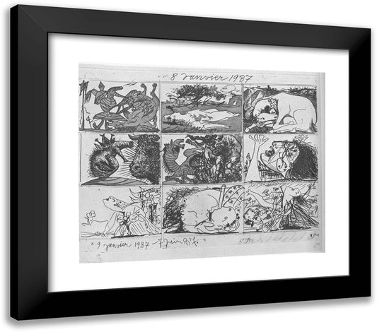 Dream and Lie of Franco 23x20 Black Modern Wood Framed Art Print Poster by Picasso, Pablo