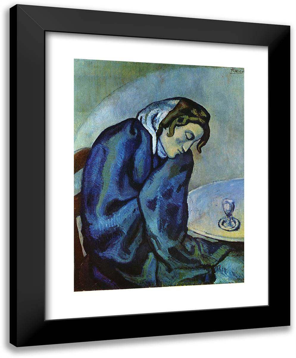 Drunk Woman Is Tired 19x24 Black Modern Wood Framed Art Print Poster by Picasso, Pablo