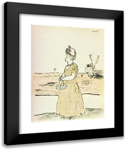 Dutchwoman Beside the Canal 20x24 Black Modern Wood Framed Art Print Poster by Picasso, Pablo