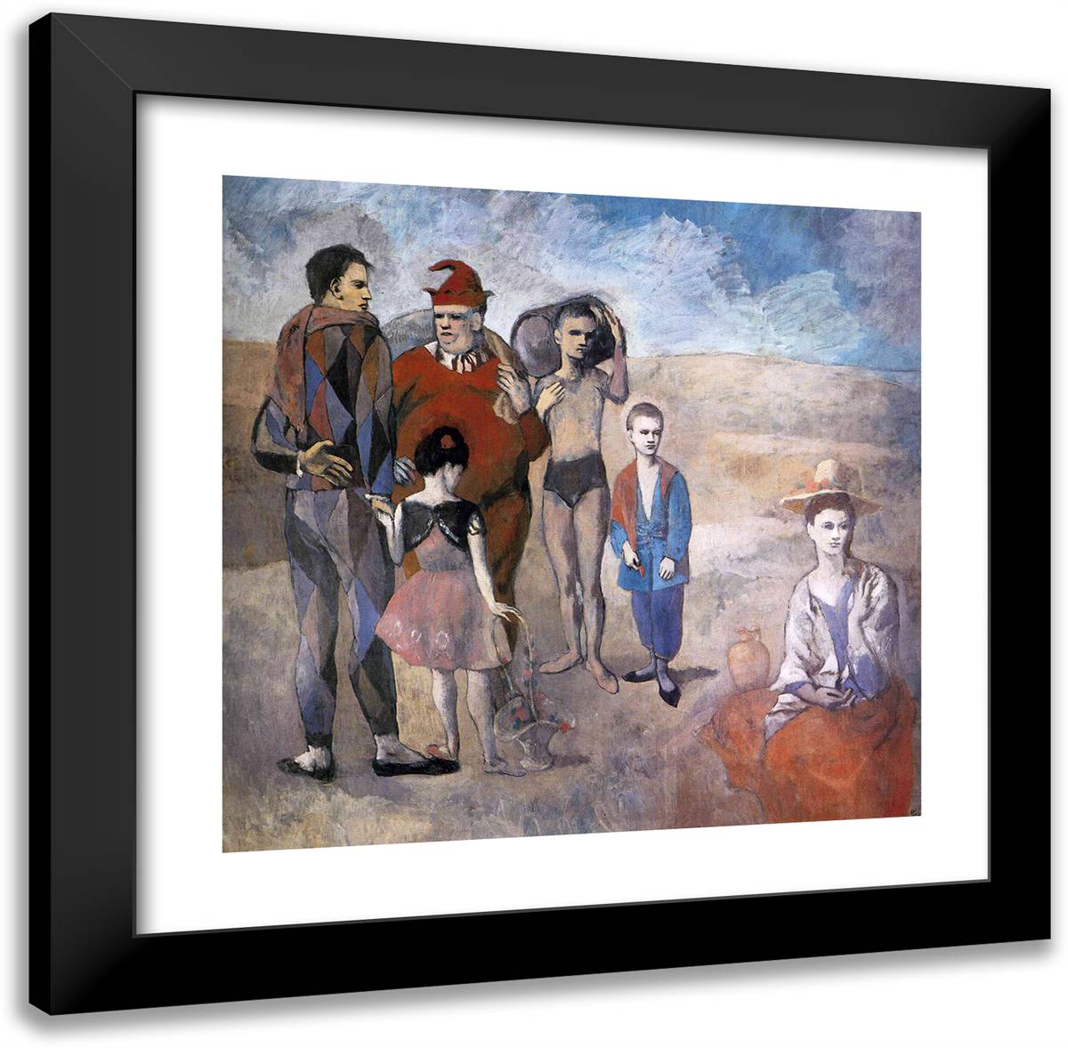 Family of Acrobats (Jugglers) 20x20 Black Modern Wood Framed Art Print Poster by Picasso, Pablo