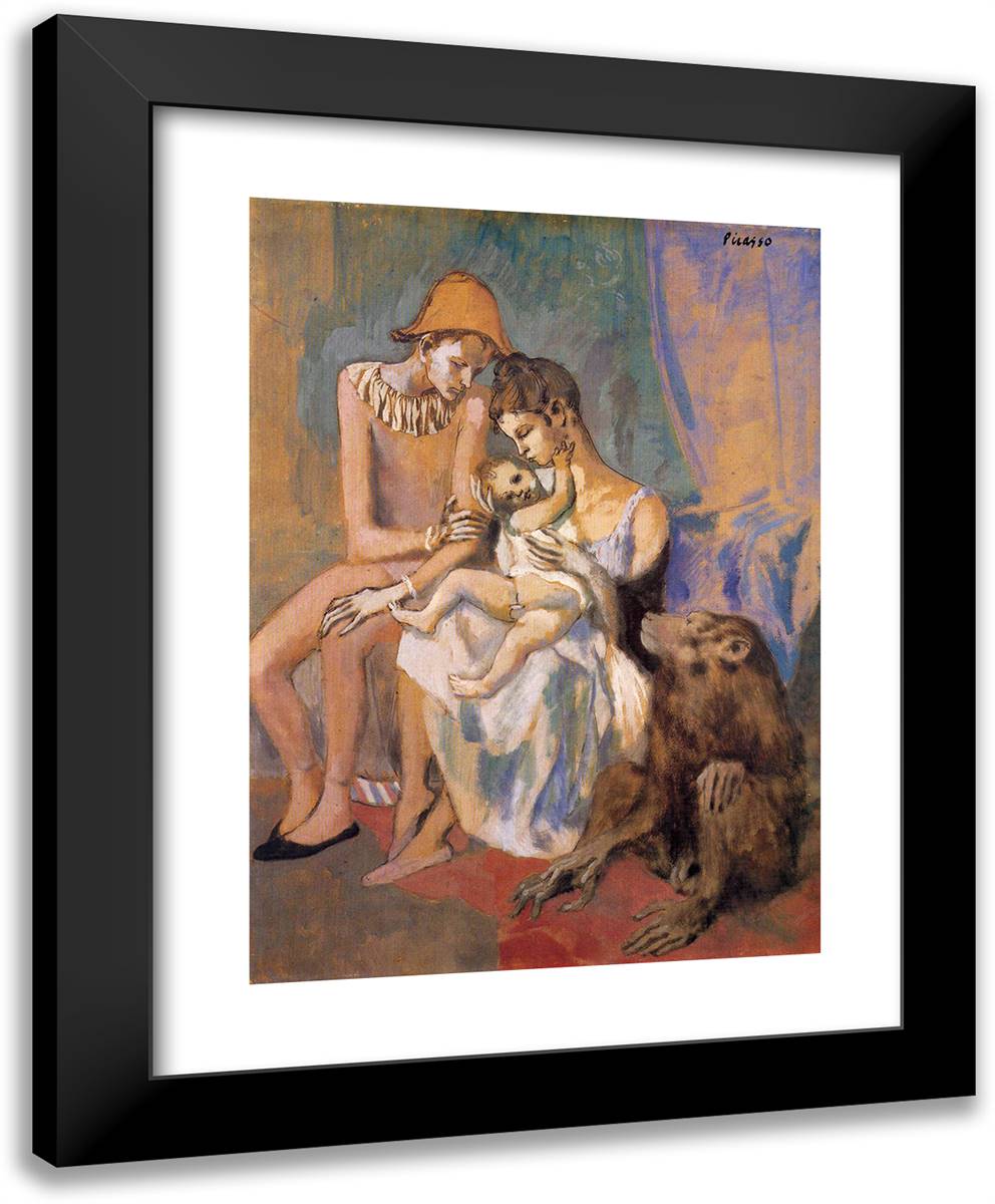 Family of Acrobats with Monkey 19x24 Black Modern Wood Framed Art Print Poster by Picasso, Pablo