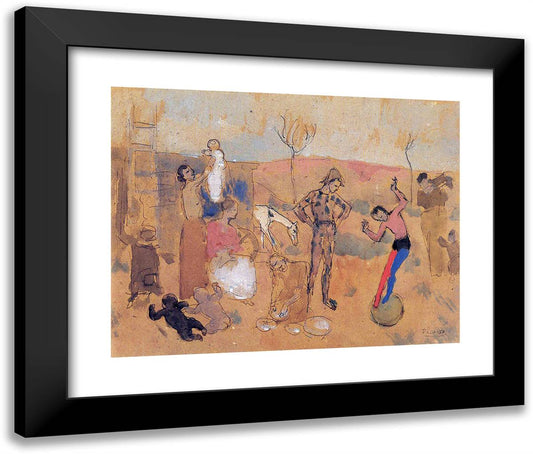 Family of Jugglers 24x20 Black Modern Wood Framed Art Print Poster by Picasso, Pablo