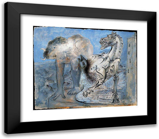 Faun, Horse and Bird 23x20 Black Modern Wood Framed Art Print Poster by Picasso, Pablo