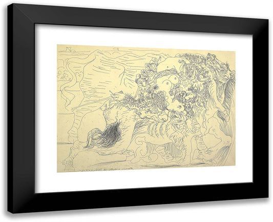 Female Bullfighter. Last Kiss 24x19 Black Modern Wood Framed Art Print Poster by Picasso, Pablo