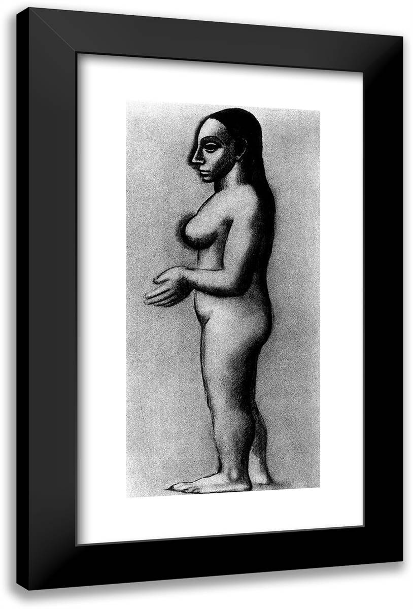 Female Nude in Profile 15x24 Black Modern Wood Framed Art Print Poster by Picasso, Pablo