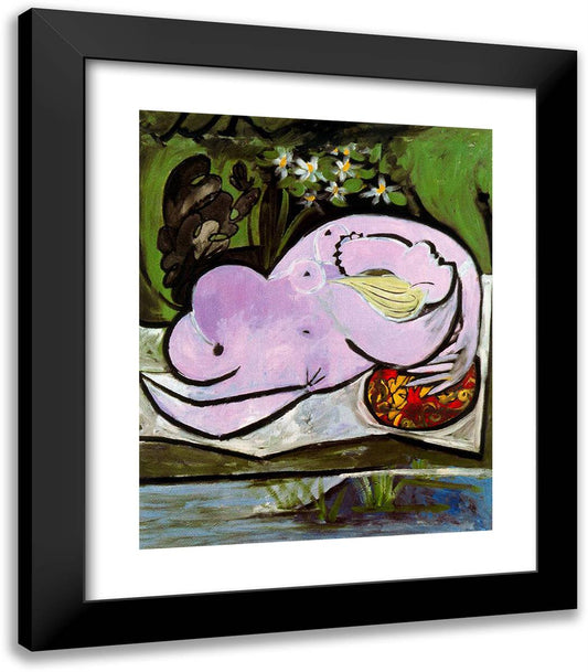 Female Nude in the Garden 20x23 Black Modern Wood Framed Art Print Poster by Picasso, Pablo