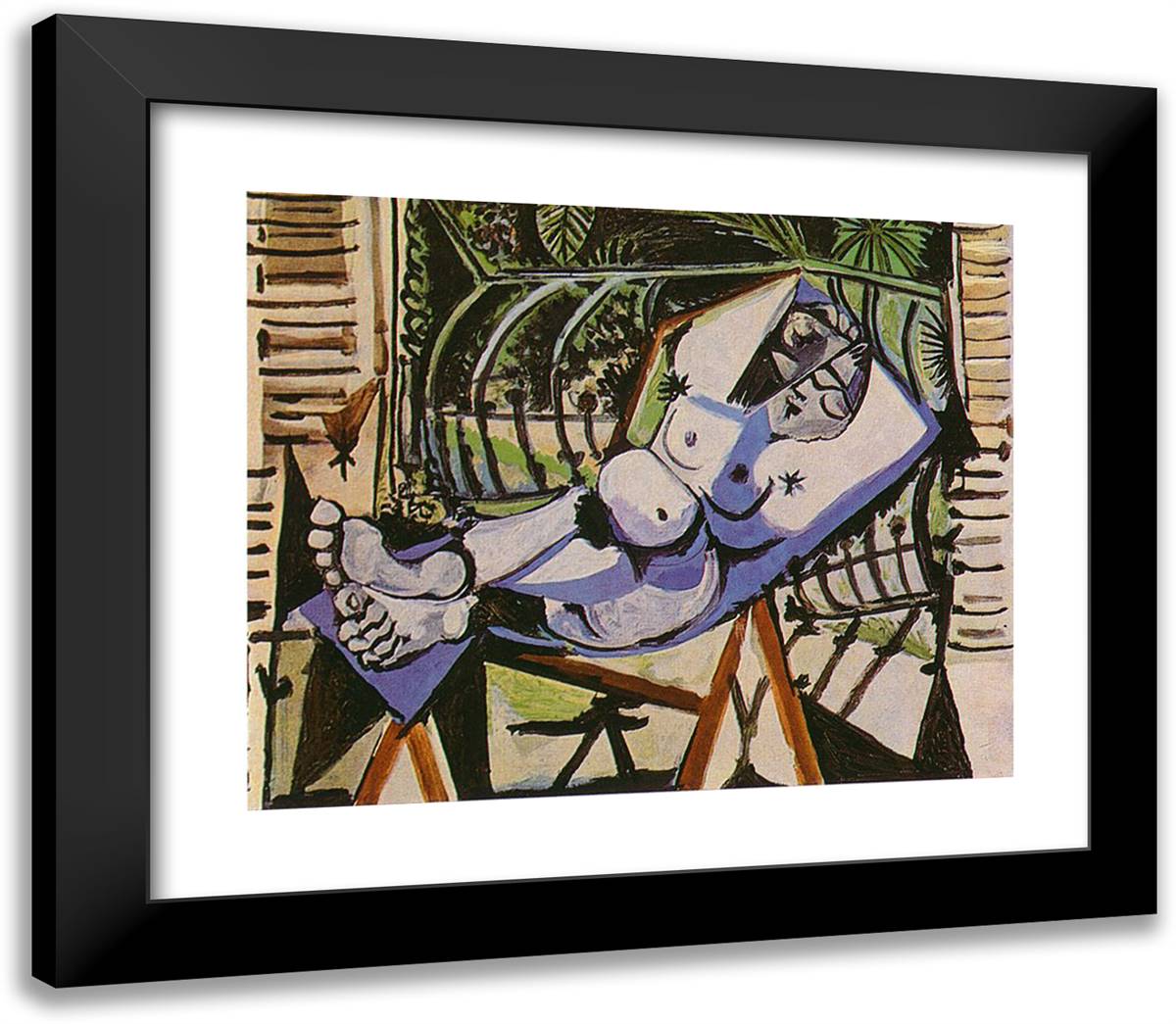 Female Nude Near the Garden 23x20 Black Modern Wood Framed Art Print Poster by Picasso, Pablo