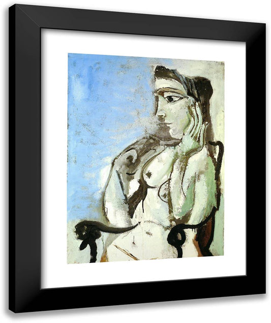 Female Nude Sitting in the Armchair 20x24 Black Modern Wood Framed Art Print Poster by Picasso, Pablo