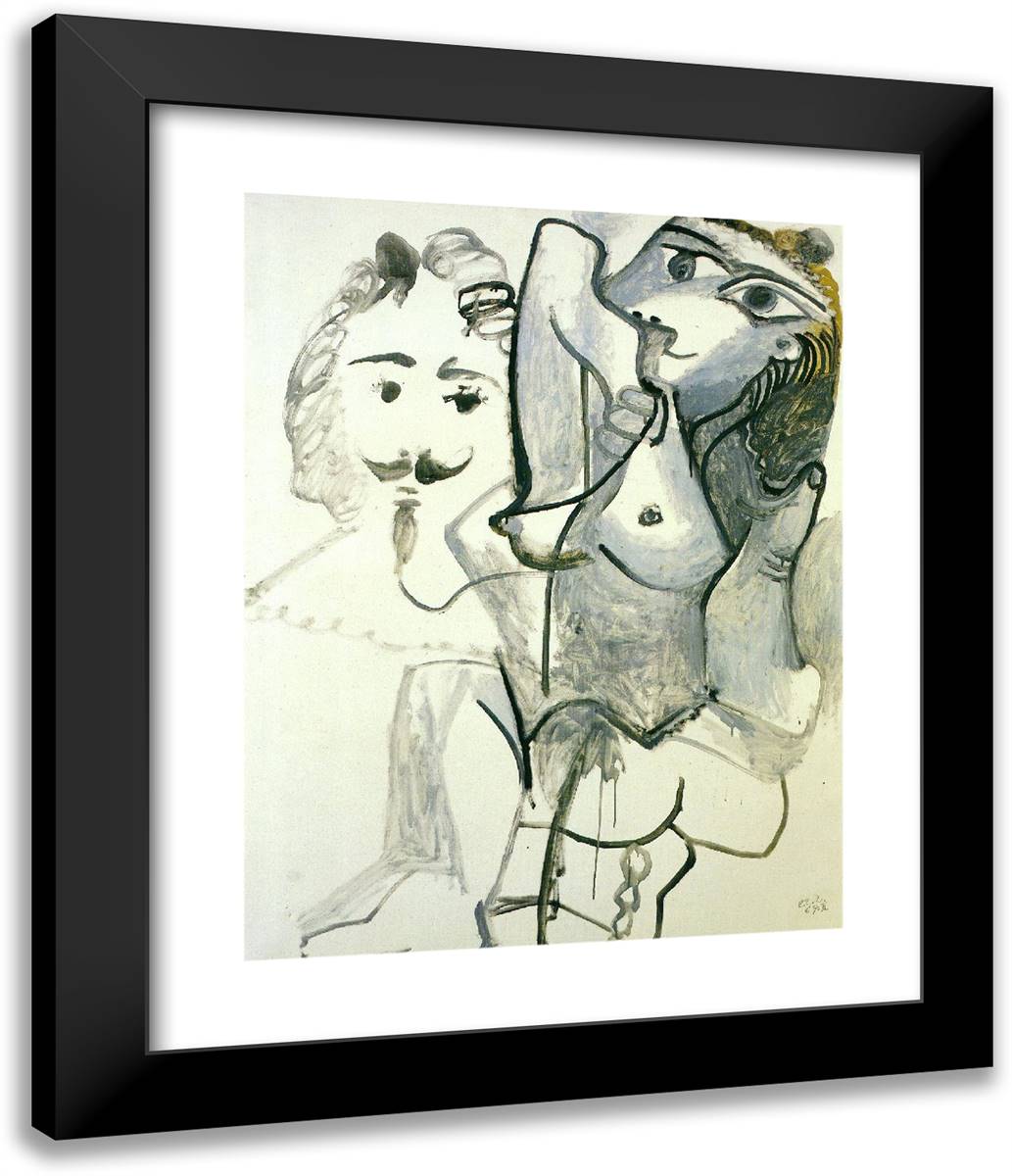 Female Nude with Man's Head 20x24 Black Modern Wood Framed Art Print Poster by Picasso, Pablo