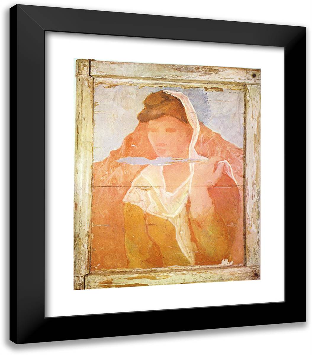 Fernande with Shawl 20x23 Black Modern Wood Framed Art Print Poster by Picasso, Pablo