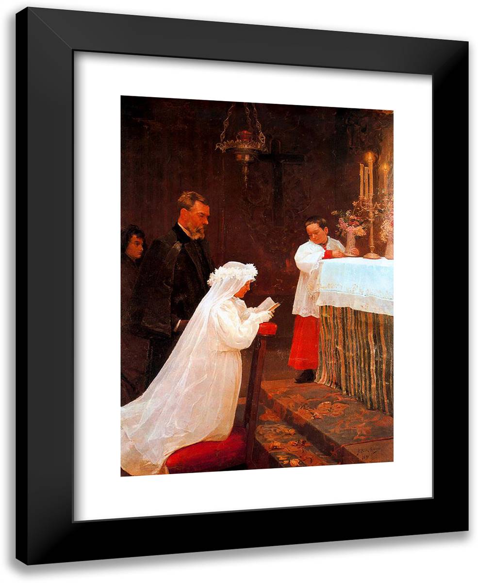 First Communion 19x24 Black Modern Wood Framed Art Print Poster by Picasso, Pablo