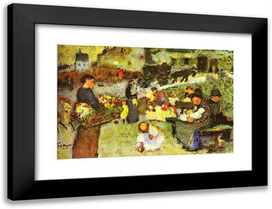 Flower Seller 24x18 Black Modern Wood Framed Art Print Poster by Picasso, Pablo