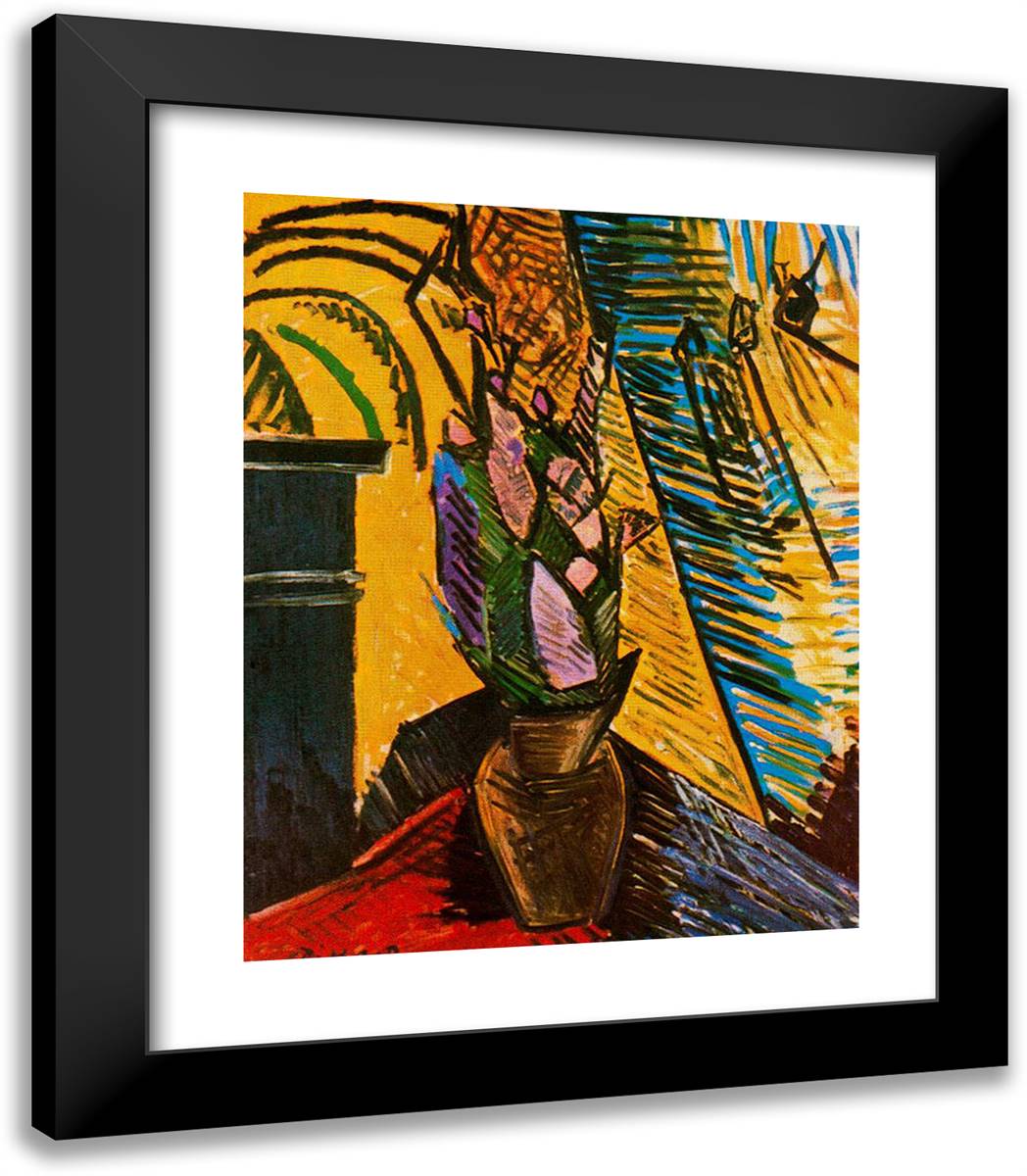 Flowers on the Table 20x23 Black Modern Wood Framed Art Print Poster by Picasso, Pablo