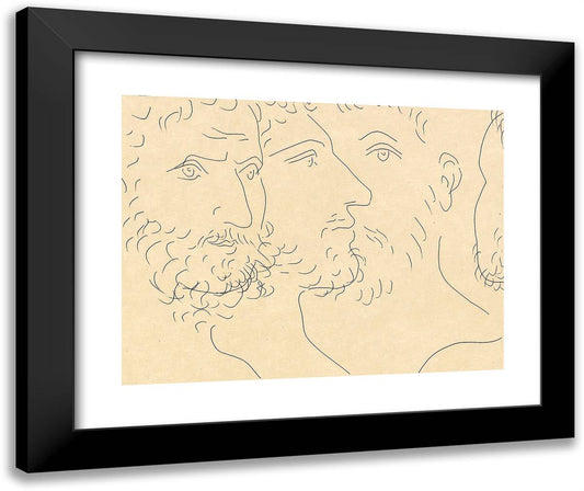 Four Heads of Men, from Les Matamorphoses 24x20 Black Modern Wood Framed Art Print Poster by Picasso, Pablo