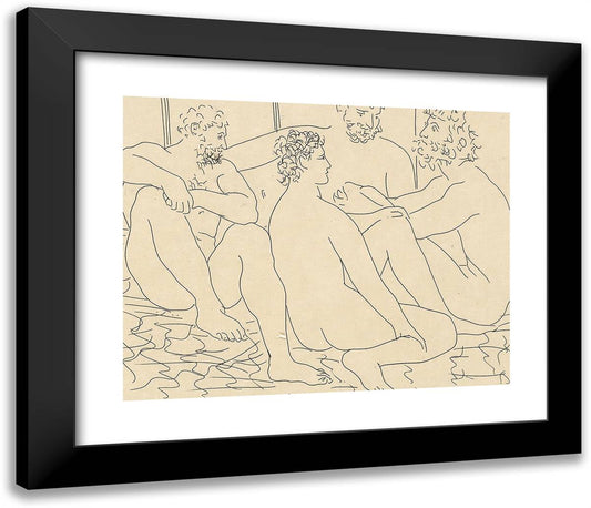 Four Seated Nude Men, from Les Matamorphoses 23x20 Black Modern Wood Framed Art Print Poster by Picasso, Pablo