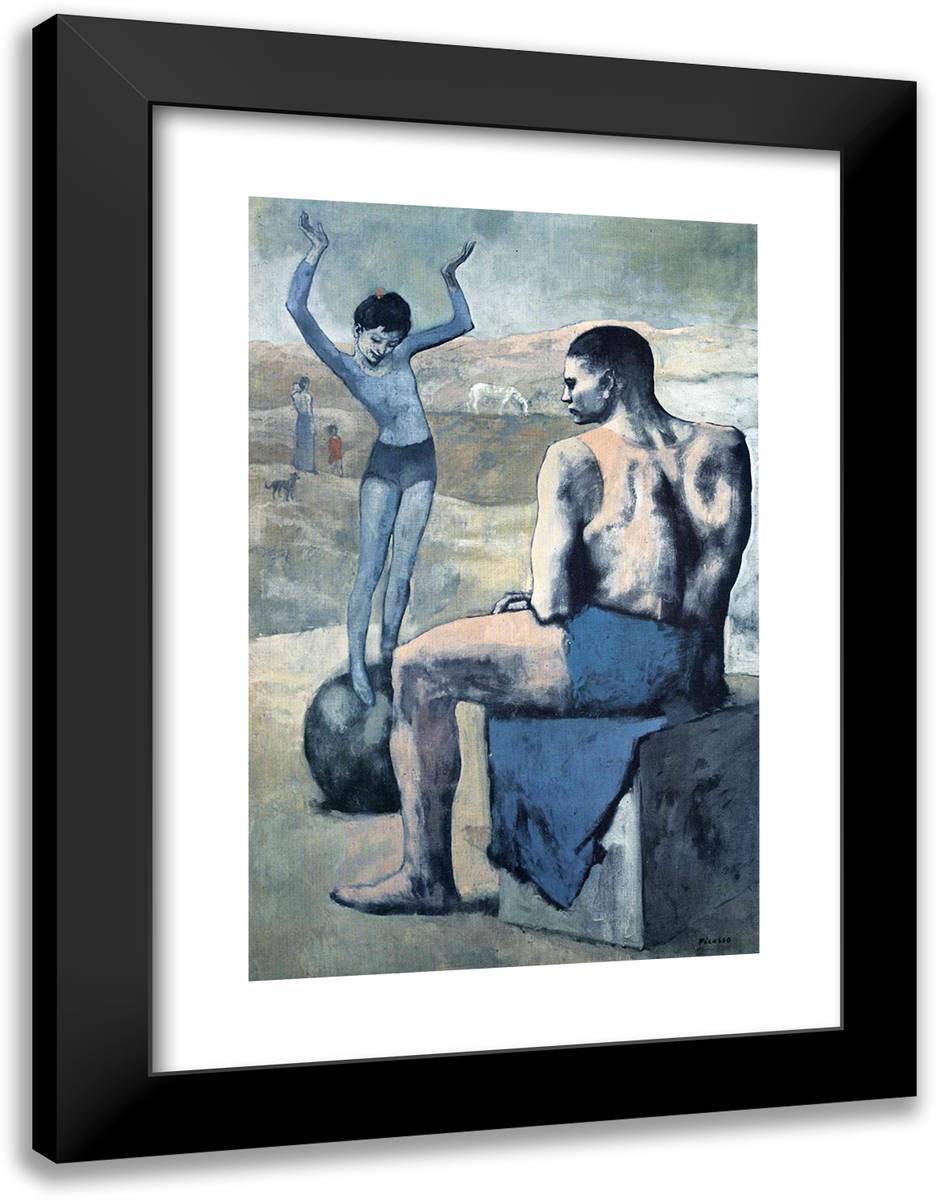 Girl on the Ball 18x24 Black Modern Wood Framed Art Print Poster by Picasso, Pablo