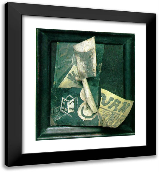 Glass and Newspaper 20x22 Black Modern Wood Framed Art Print Poster by Picasso, Pablo