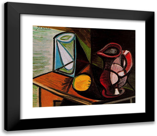 Glass and Pitcher 23x20 Black Modern Wood Framed Art Print Poster by Picasso, Pablo